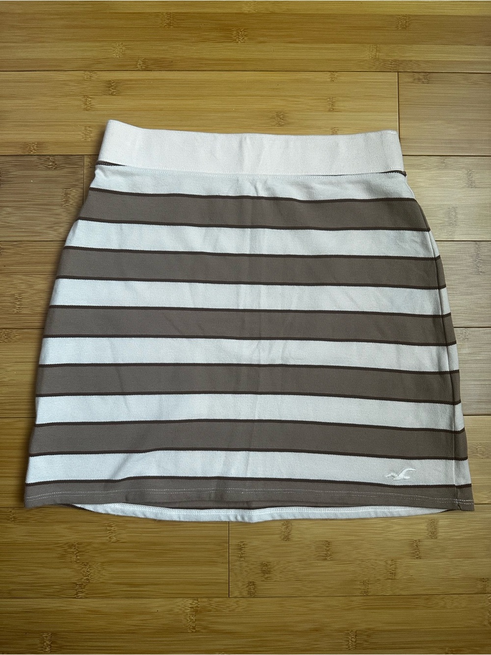 Hollister High Rise Striped Mini Skirt in White and Cream
